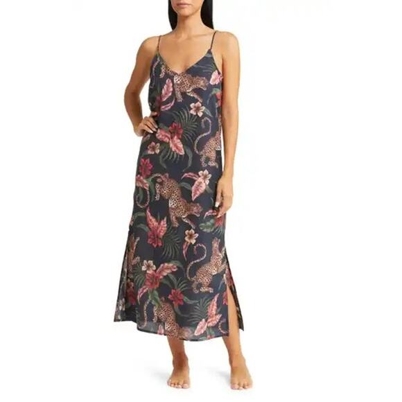Desmond & DempseyXSSlip Nightie Soleia Leopard TropicalSlip Dress Midi